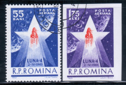 Romania 1963 Mi# 2143-2144 Used - Moon Flight Of Lunik 4 / Space - Europa