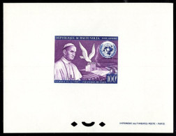 UPPER VOLTA(1966) Pope Paul VI. UN. Dove. Deluxe Sheet, Pope Paul VI Addressing The UN With Peace Message. Scott No C33, - Upper Volta (1958-1984)