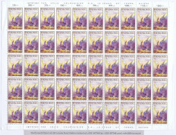 Luxembourg Art 1991 Weis Paintings 25f St Ulric Street, Complete Sheet Of 50 Mint Unmounted, Minor Wrinkles - Unused Stamps