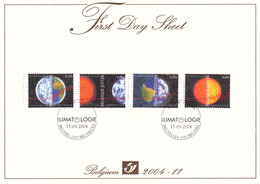 13,2004-011 A6 2004-011 3278 3281    Climatologie First Day Sheet FDS 17-5-2004   Tirage Oplaag  Dimension L21 X H15 - 5 - 1991-2000