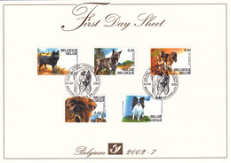 13,2002-007 A6 2002-007 3064 3068   Animaux SRCF First Day Sheet FDS 22-4-2002 Chiens De Race Belges  Tirage Oplaag  Dim - 1991-2000
