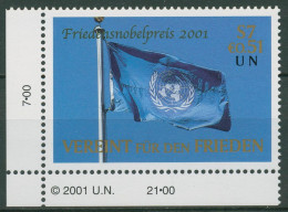 UNO Wien 2001 Friedensnobelpreis Kofi Annan Flagge 350 Ecke Postfrisch - Nuevos