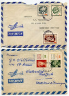 Bulgaria 1961 2 Airmail Covers; Sofia To Watervliet, New York; Mix Of Stamps - Covers & Documents