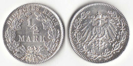1/2 Mark Kaiserreich EMPIRE 1915 D Silber Jäger 16    (31417 - 1/2 Mark