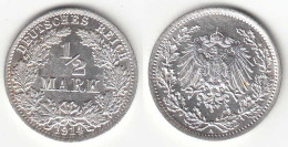 1/2 Mark Kaiserreich EMPIRE 1914 A Silber Jäger 16    (31423 - 1/2 Mark