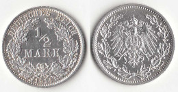 1/2 Mark Kaiserreich EMPIRE 1914 A Silber Jäger 16    (31425 - 1/2 Mark