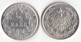 1/2 Mark Kaiserreich EMPIRE 1914 J Silber Jäger 16    (31426 - 1/2 Mark