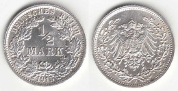 1/2 Mark Kaiserreich EMPIRE 1915 F Silber Jäger 16    (31436 - 1/2 Mark