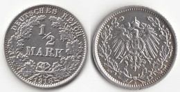 1/2 Mark Kaiserreich EMPIRE 1918 A Silber Jäger 16    (31447 - 1/2 Mark