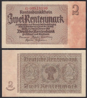 Ros 167b Rentenbankschein Deutsches Reich 2 Rentenmark 1937  AXF (2-) Serie G - Other & Unclassified