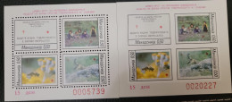 O) 1993 MACEDONIA,  RED CROSS,  CHILDREN IN MEADOW, BEE ON FLOWER, GOAT BEHIND ROCK, IMPERFORATED AND PERFORATED, MNH - Nordmazedonien