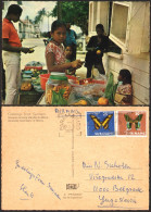 Surinam Suriname Javanese Food Stand Girl At Albina Nice Stamp Old Postcard # 41513 - Suriname