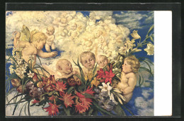 Künstler-AK Hans Thoma: Engel In Den Wolken Mit Blumenarrangement - Thoma, Hans