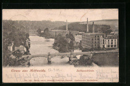 AK Mittweida, Zschopaubrücke Aus Der Vogelschau  - Zschopau