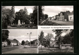 AK Königs Wusterhausen-Friedersdorf, Strassenpartie, Kriegerdenkmal  - Wusterhausen