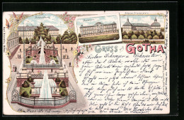 Lithographie Gotha, Schlossberg, Schloss Friedenstein - Gotha