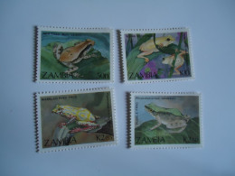 ZAMBIA MNH SET 4 FROGS LOOK OFFER FEES - Ranas