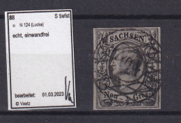 König Johann I ½ Ngr. Mit Nummernstempel 124 (=  Lucka), Gepr. Vaatz BPP - Saxony