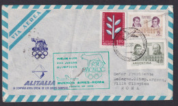 Flugpost Brief Air Mail Argentinien 725 Rvolution Ungezähnt Alitalia Olympia Auf - Cartas