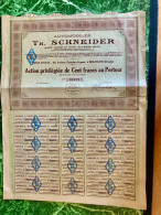 AUTOMOBILES  TH.  SCHNEIDER  ---------   Action  Privilégiée  De  100 Frs - Automobil