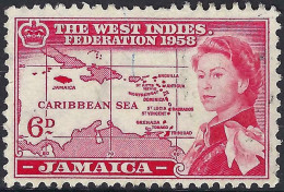 JAMAICA 1958 QEII 6d Scarlet, Inauguration Of British Caribbean Federation SG177 FU - Jamaïque (...-1961)