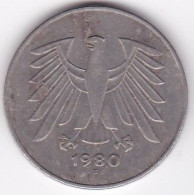 5 Deutsche Mark 1980 F STUTGART . Cupronickel ,KM# 140.1 - 5 Marchi