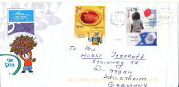Israel Cover Sent To Germany 2012 Topic Stamps With Tabs - Cartas & Documentos