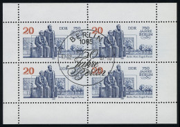 3077 Marx-Engels-Forum-Kleinbogen Berlin 4x 20 Pf 1987, ESSt Berlin - Usati