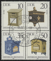 2924-2927 Briefkästen Zusammendruck-Viererblock 1985, ESSt Berlin - Usati