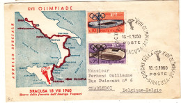 Jeux Olympiques - Rome 60 - Italie - Lettre De 1960 - Oblit Siracusa - Stade Olympique - Avec Vignette - Disque - Estate 1960: Roma