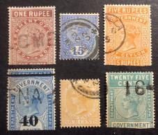 Ceylan 1 Ceylon Victoria Lot 6 Timbres Dont 2 Telegraph - Ceylon (...-1947)