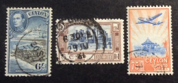 Ceylan 4 Ceylon King Georges + Avion + Ruines Lot 3 Timbres - Ceylon (...-1947)