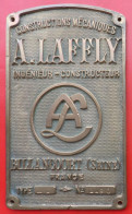 92 BILLANCOURT Plaque En Bronze Ingenieur Constructeur A. LAFFLY Type LT N° 1190 - Sonstige & Ohne Zuordnung