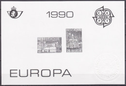 Belgie 1990 Europa CEPT 2367/68 - Postgebouwen Oostende-Liège, Post Office - Zwart-wit Velletje - Feuillets N&B Offerts Par La Poste [ZN & GC]