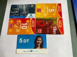 - 12 - Tunisia 5 Different Phonecards With Variants - Tunisie