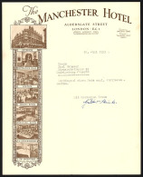 Bill London, The Manchester Hotel, Aldersgate Street, Exterior And Interior, Lounge, Billiard Room Etc.  - Ver. Königreich