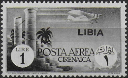 1941 Libia Lire 1 Grey Black Airmail MNH Sassone N. 52 - Sonstige & Ohne Zuordnung