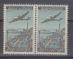 Yugoslavia Airplanes In Pair 1st Cyrillic Then Latin Letters 1947 MNH ** - Nuevos