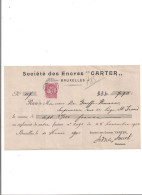 Reçu Société Des Encres "CARTER" BRUXELLES 1901. - Imprenta & Papelería