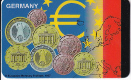 TARJETA DE REINO UNIDO DE CON UNAS MONEDAS DE EURO DE ALEMANIA (MONEDA-COIN) - Stamps & Coins