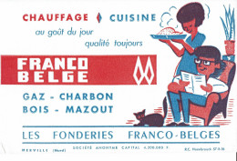 Buvard Les Fonderies Franco Belge, Gaz, Charbon, Bois, Mazout - Couple Et Chat - Elektriciteit En Gas