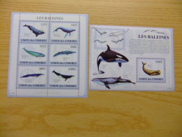 56 COMORES 2009 / FAUNA FAUNE BALLENAS BALEINES / YVERT 1501 / 06 + BLOC 165 ** MNH - Whales