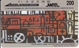 TARJETA DE URUGUAY DE PINTURA DE UN TREN DE TORRES GARCIA DE 200 UNIDADES (TRAIN-ZUG) - Uruguay