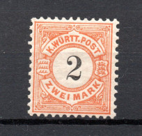 Wurttemberg (Germany) 1883 Old 2 Mark Definitive Stamp (Michel 53) Nice MLH - Postfris