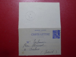 Marcophilie Assez Rare Carte Lettre FRANCE Entier Postal 1 Franc Mercure Bleu 1941 (2977) - Cartoline-lettere