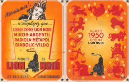 Calendrier De Poche - 1950 - Publicité LION NOIR - Small : 1941-60