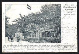 AK Elmshorn, Hotel Vossloch J. Welzow Mit Strasse Und Kutsche, Dame Mit Fahrrad  - Elmshorn