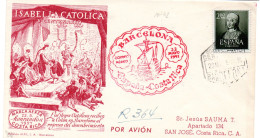 Carta Con Matasellos Conmemorativo En Rojo Costa Rica De 1951 - Brieven En Documenten