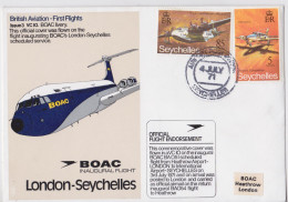 Seychelles Lettre Aviation Avion Timbre Premier Vol BOAC Inaugural Flight Airplane Stamp Cover London-Seychelles 1971 - Seychelles (1976-...)