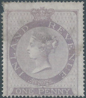 Great Britain - ENGLAND,Queen Victoria,Revenue INLAND,Tax Fiscal,One Penny,Used,NOT CANCELLED - Revenue Stamps